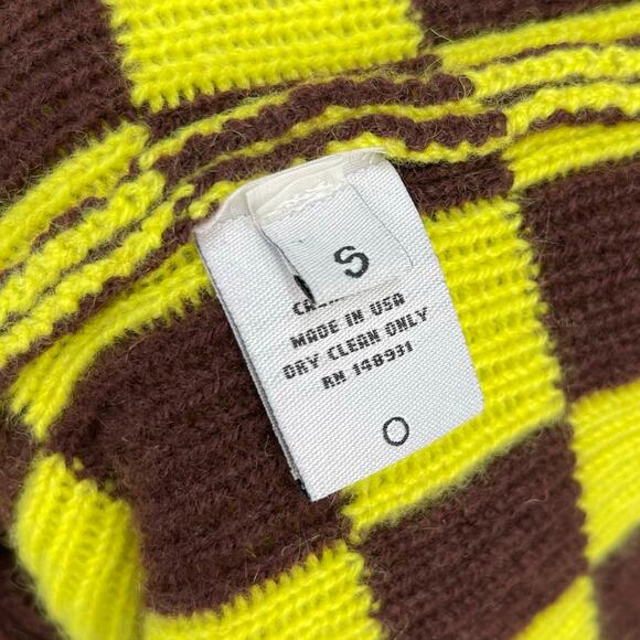 The Elder Statesman | Cabernet Yellow Checkered Cashmere Knit Cardigan Dress S - Picture 13 of 15